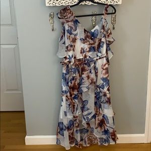 Ruffle chiffon midi dress in Floral print dress